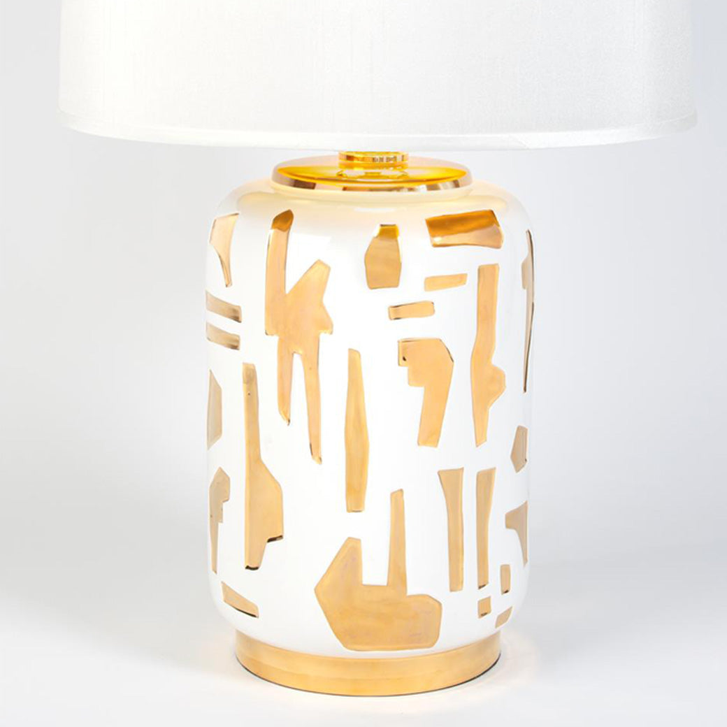 Pair Ceramic and 24K Gold Table Lamps