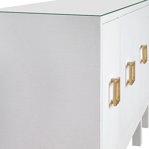 Worlds Away Effie Cabinet - White Textured Linen