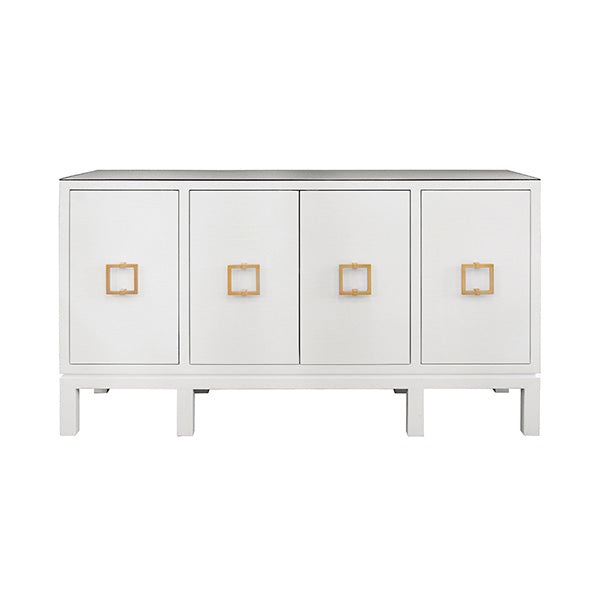 Worlds Away Effie Cabinet - White Textured Linen