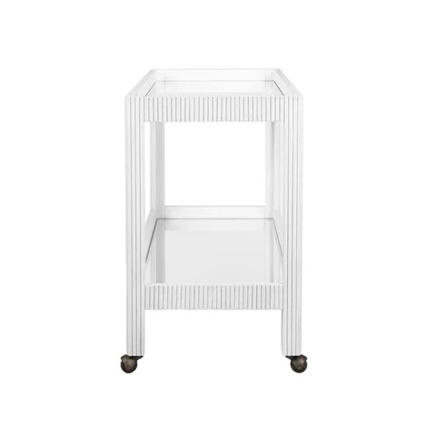 Worlds Away Otis Bar Cart - White Washed Oak