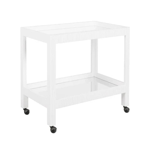 Worlds Away Otis Bar Cart - White Washed Oak