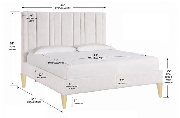 Patty W. Custom Upholstered Queen Channel Bed